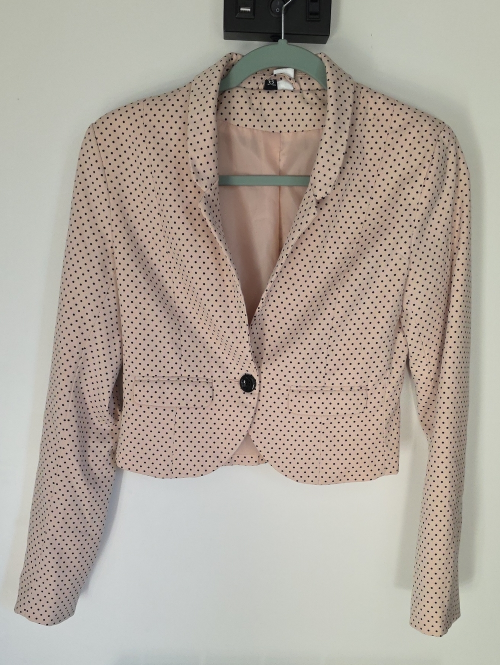 H&M Blush Pink Polka Dot Cropped Blazer